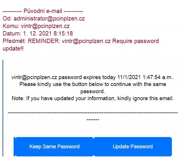 Ukázka phishingu